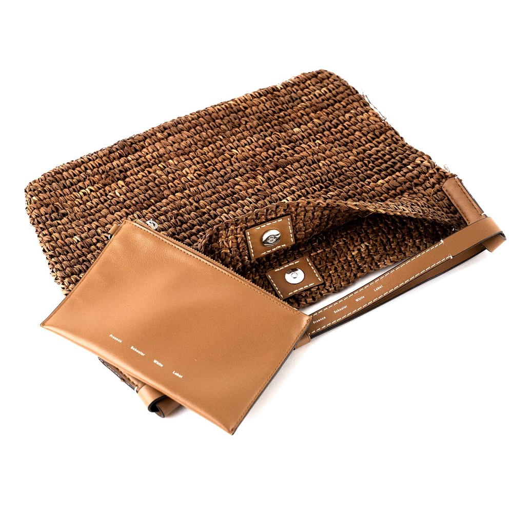 Proenza Schouler White Label Minetta Brown Raffia Shoulder Bag with Pouch - Picture 5 of 15